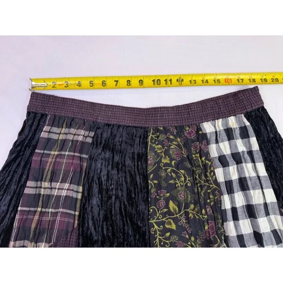 Patchwork Maxi Skirt Plaid Floral Gingham Boho Purple *Elastic Needs Replaced - Picture 5 of 6